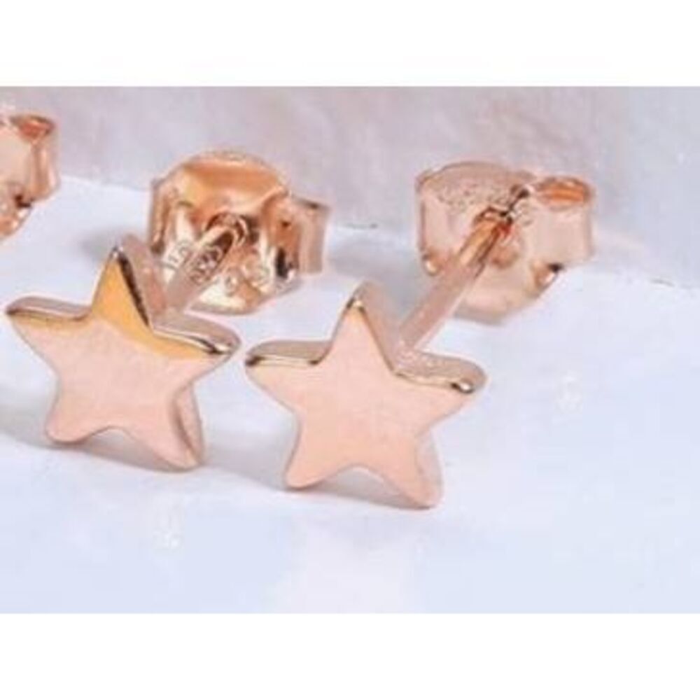Rose Gold Colored Star Stud Earrings 20G 925 Sterling Silver Hypoallergenic Post